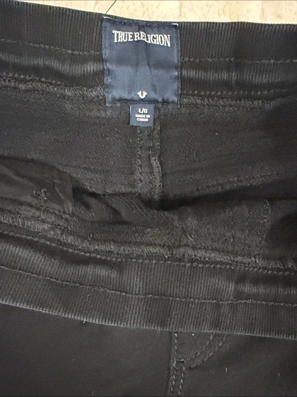 True Religion Black Ribbed Knee Jogger Sweatpants